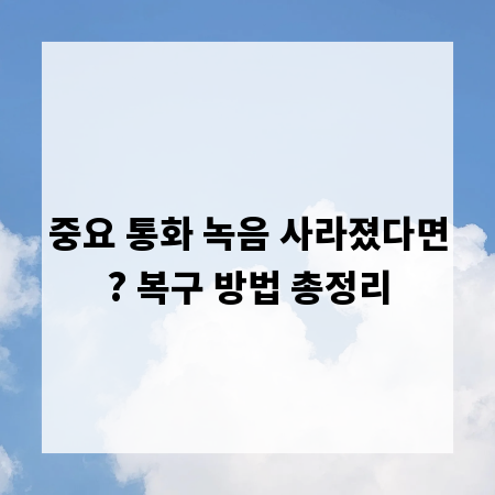 중요 통화 녹음 사라졌다면? 복구 방법 총정리
