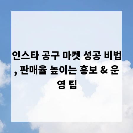 인스타 공구 마켓 성공 비법, 판매율 높이는 홍보 & 운영 팁