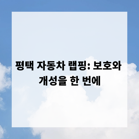 평택 자동차 랩핑: 보호와 개성을 한 번에