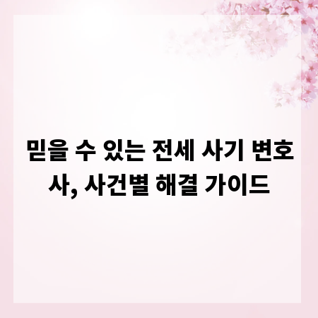 믿을 수 있는 전세 사기 변호사, 사건별 해결 가이드