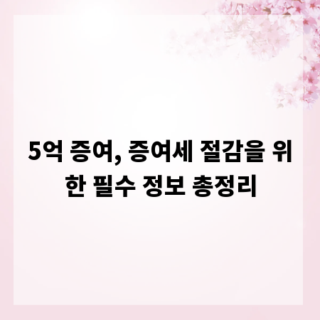 5억 증여, 증여세 절감을 위한 필수 정보 총정리