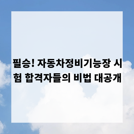 필승! 자동차정비기능장 시험 합격자들의 비법 대공개