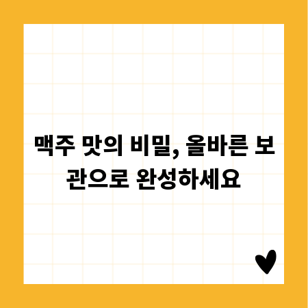 맥주 맛의 비밀, 올바른 보관으로 완성하세요