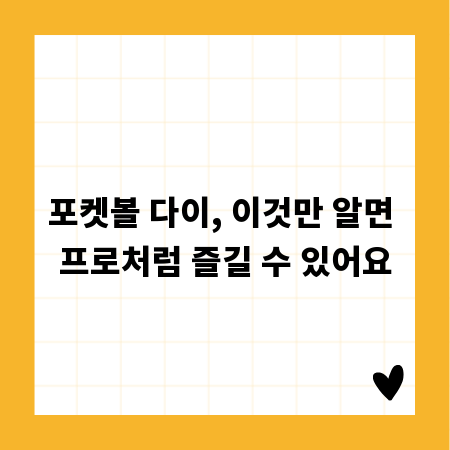 포켓볼 다이, 이것만 알면 프로처럼 즐길 수 있어요