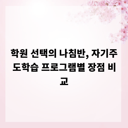 학원 선택의 나침반, 자기주도학습 프로그램별 장점 비교