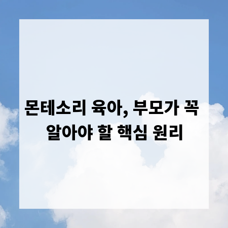몬테소리 육아, 부모가 꼭 알아야 할 핵심 원리