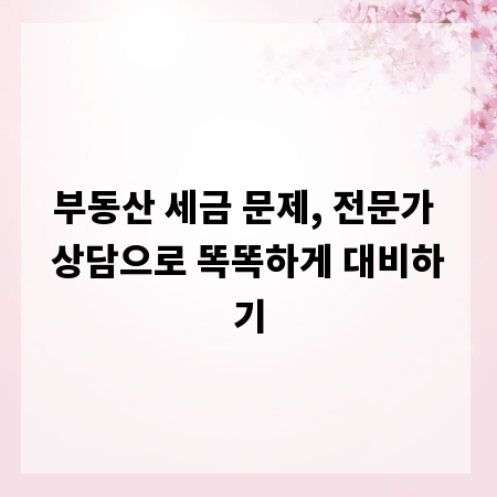 부동산 세금 문제, 전문가 상담으로 똑똑하게 대비하기
