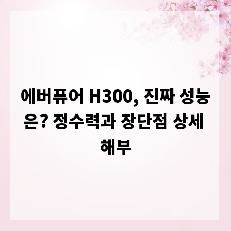 에버퓨어 H300, 진짜 성능은? 정수력과 장단점 상세 해부