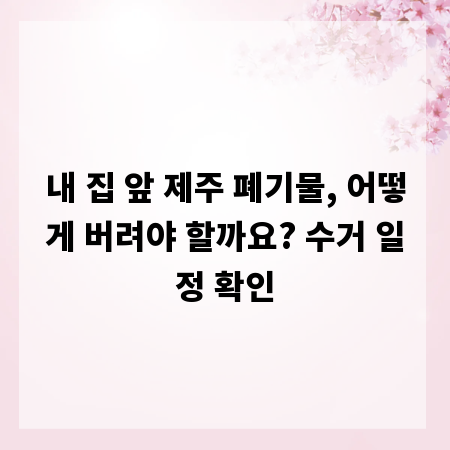 내 집 앞 제주 폐기물, 어떻게 버려야 할까요? 수거 일정 확인
