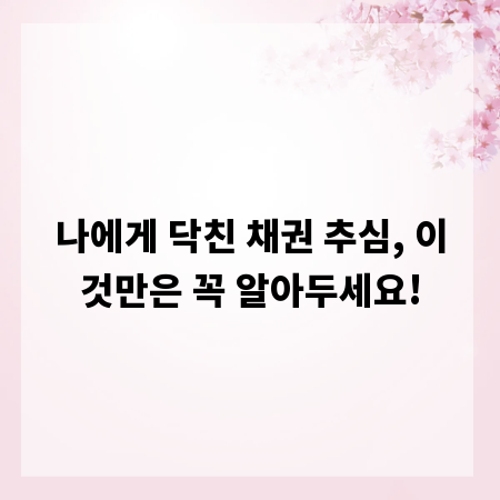 나에게 닥친 채권 추심, 이것만은 꼭 알아두세요!