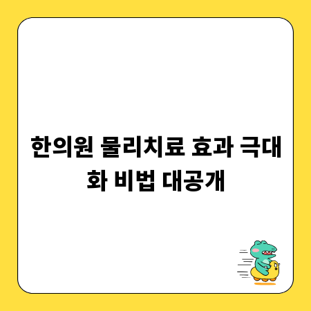 한의원 물리치료 효과 극대화 비법 대공개