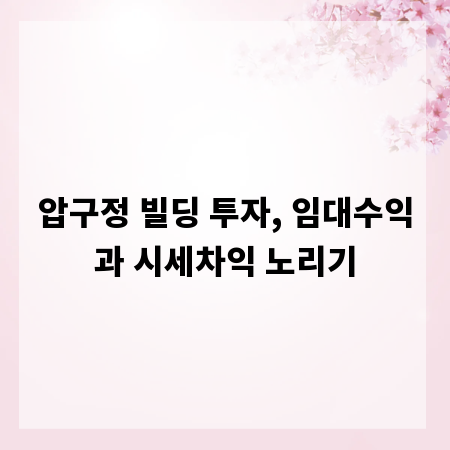 압구정 빌딩 투자, 임대수익과 시세차익 노리기