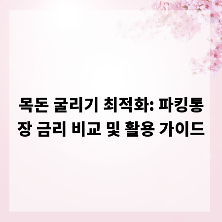 목돈 굴리기 최적화: 파킹통장 금리 비교 및 활용 가이드