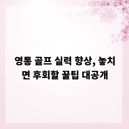 영통 골프 실력 향상, 놓치면 후회할 꿀팁 대공개