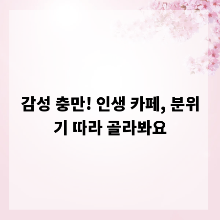 감성 충만! 인생 카페, 분위기 따라 골라봐요