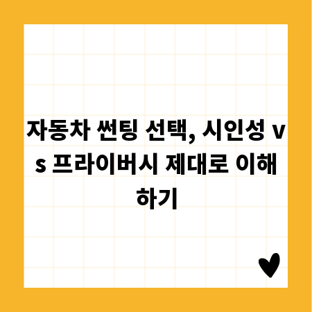 자동차 썬팅 선택, 시인성 vs 프라이버시 제대로 이해하기