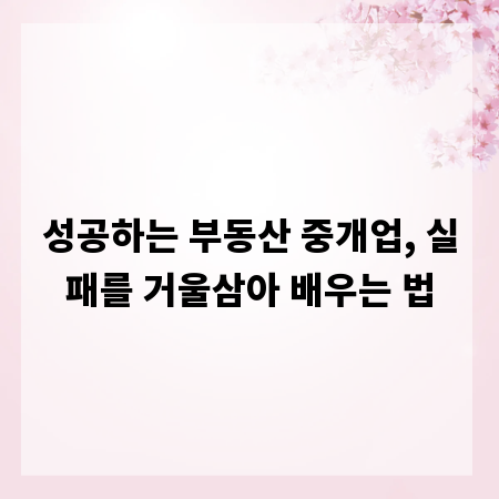 성공하는 부동산 중개업, 실패를 거울삼아 배우는 법