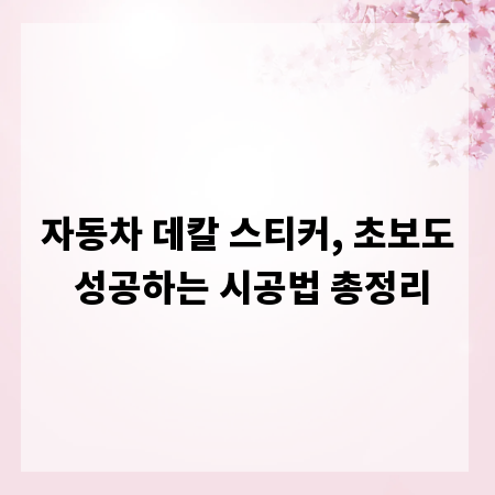 자동차 데칼 스티커, 초보도 성공하는 시공법 총정리