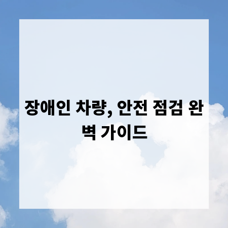 장애인 차량, 안전 점검 완벽 가이드