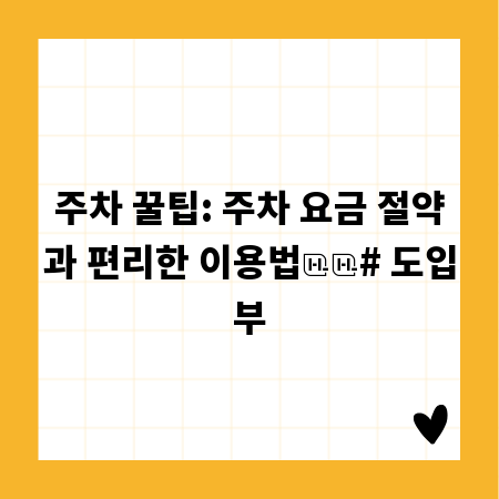 주차 꿀팁: 주차 요금 절약과 편리한 이용법

# 도입부