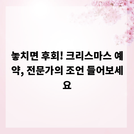 놓치면 후회! 크리스마스 예약, 전문가의 조언 들어보세요