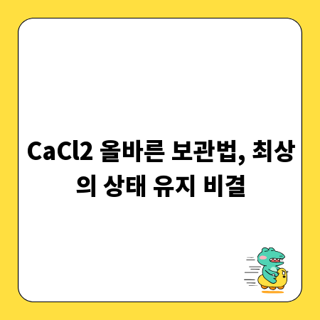 CaCl2 올바른 보관법, 최상의 상태 유지 비결