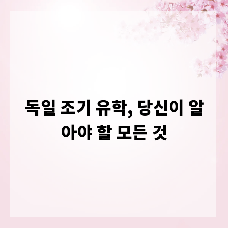 독일 조기 유학, 당신이 알아야 할 모든 것
