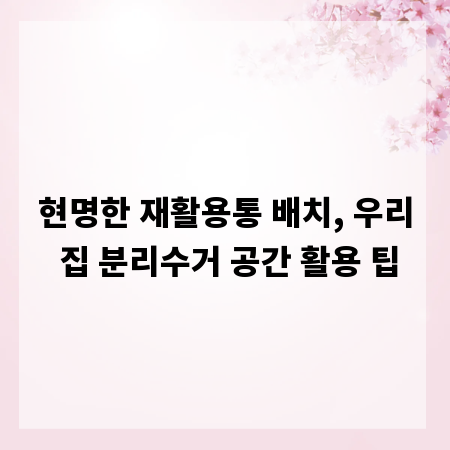 현명한 재활용통 배치, 우리 집 분리수거 공간 활용 팁