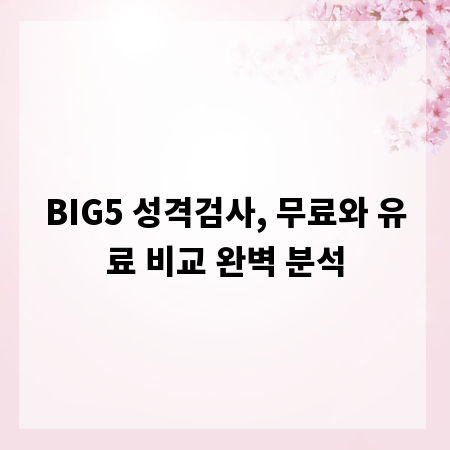 BIG5 성격검사, 무료와 유료 비교 완벽 분석