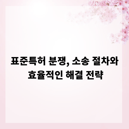 표준특허 분쟁, 소송 절차와 효율적인 해결 전략