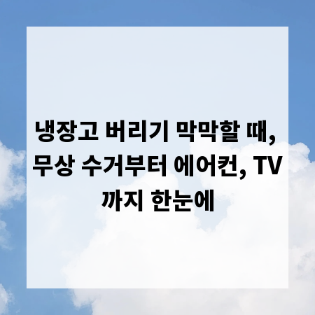 냉장고 버리기 막막할 때, 무상 수거부터 에어컨, TV까지 한눈에