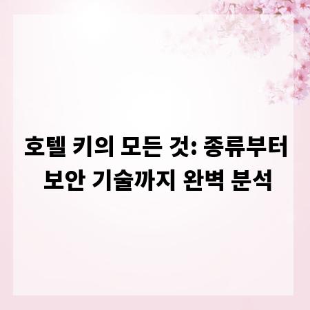 호텔 키의 모든 것: 종류부터 보안 기술까지 완벽 분석