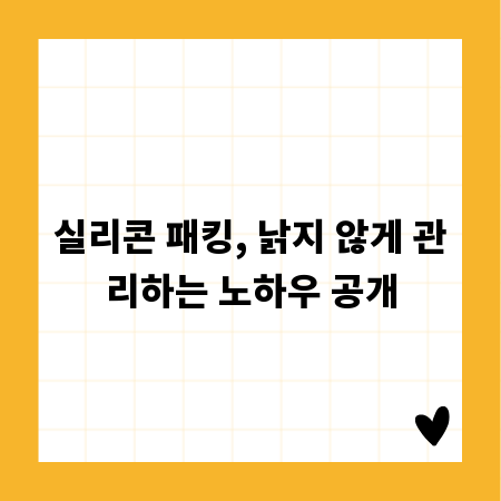 실리콘 패킹, 낡지 않게 관리하는 노하우 공개