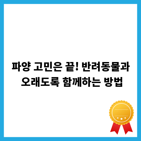 파양 고민은 끝! 반려동물과 오래도록 함께하는 방법