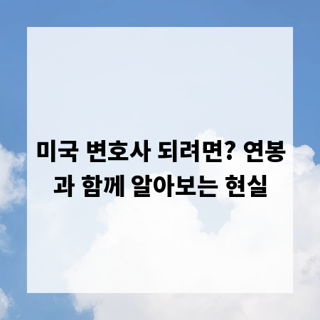 미국 변호사 되려면? 연봉과 함께 알아보는 현실