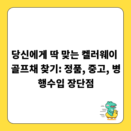 당신에게 딱 맞는 켈러웨이 골프채 찾기: 정품, 중고, 병행수입 장단점
