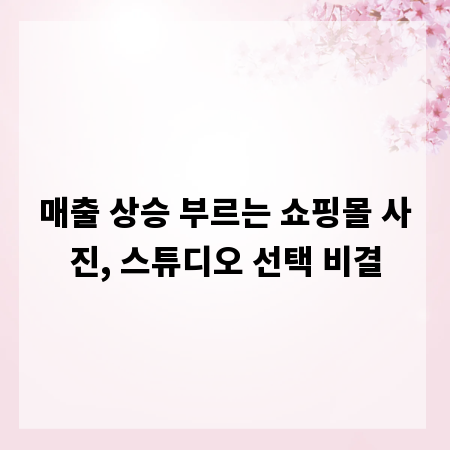 매출 상승 부르는 쇼핑몰 사진, 스튜디오 선택 비결