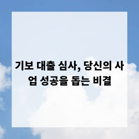 기보 대출 심사, 당신의 사업 성공을 돕는 비결