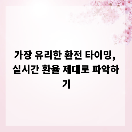 가장 유리한 환전 타이밍, 실시간 환율 제대로 파악하기