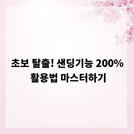 초보 탈출! 샌딩기능 200% 활용법 마스터하기