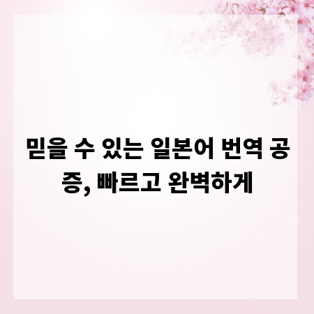 믿을 수 있는 일본어 번역 공증, 빠르고 완벽하게