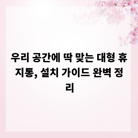 우리 공간에 딱 맞는 대형 휴지통, 설치 가이드 완벽 정리