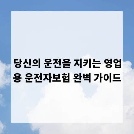 당신의 운전을 지키는 영업용 운전자보험 완벽 가이드