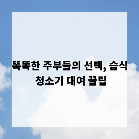 똑똑한 주부들의 선택, 습식 청소기 대여 꿀팁