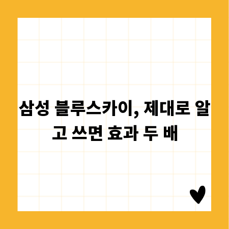 삼성 블루스카이, 제대로 알고 쓰면 효과 두 배