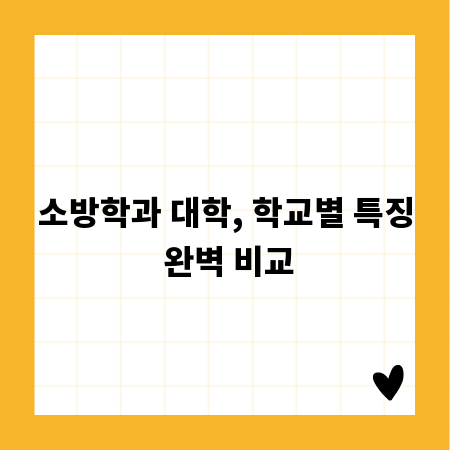 소방학과 대학, 학교별 특징 완벽 비교