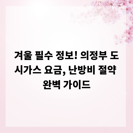 겨울 필수 정보! 의정부 도시가스 요금, 난방비 절약 완벽 가이드
