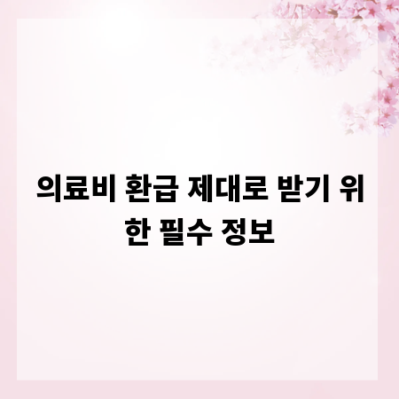 의료비 환급 제대로 받기 위한 필수 정보