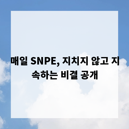 매일 SNPE, 지치지 않고 지속하는 비결 공개