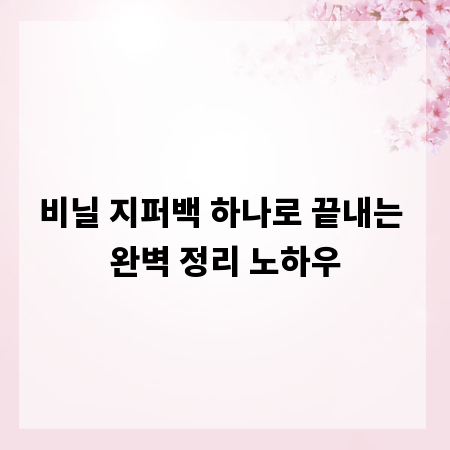 비닐 지퍼백 하나로 끝내는 완벽 정리 노하우